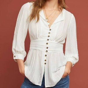 Maeve Anthropologie Isolode Waisted Blouse